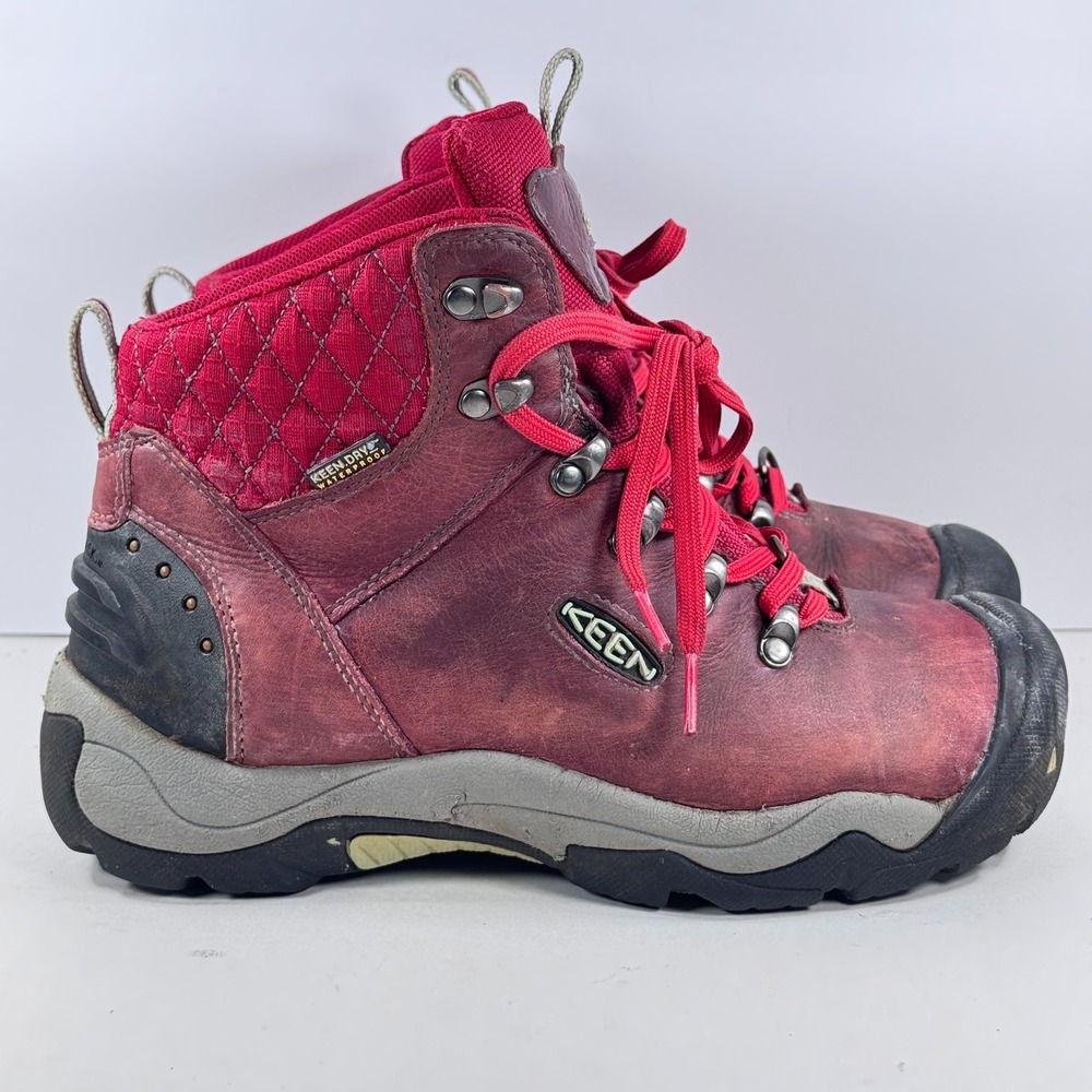 Keen Revel II Waterproof Hiking Boots Womens 7.5 Red Leather Shellback 1013216